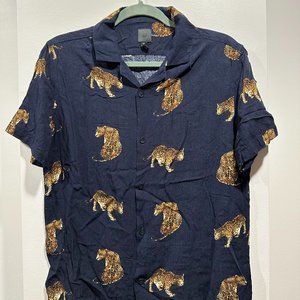H&M Cheetah Button Shirt